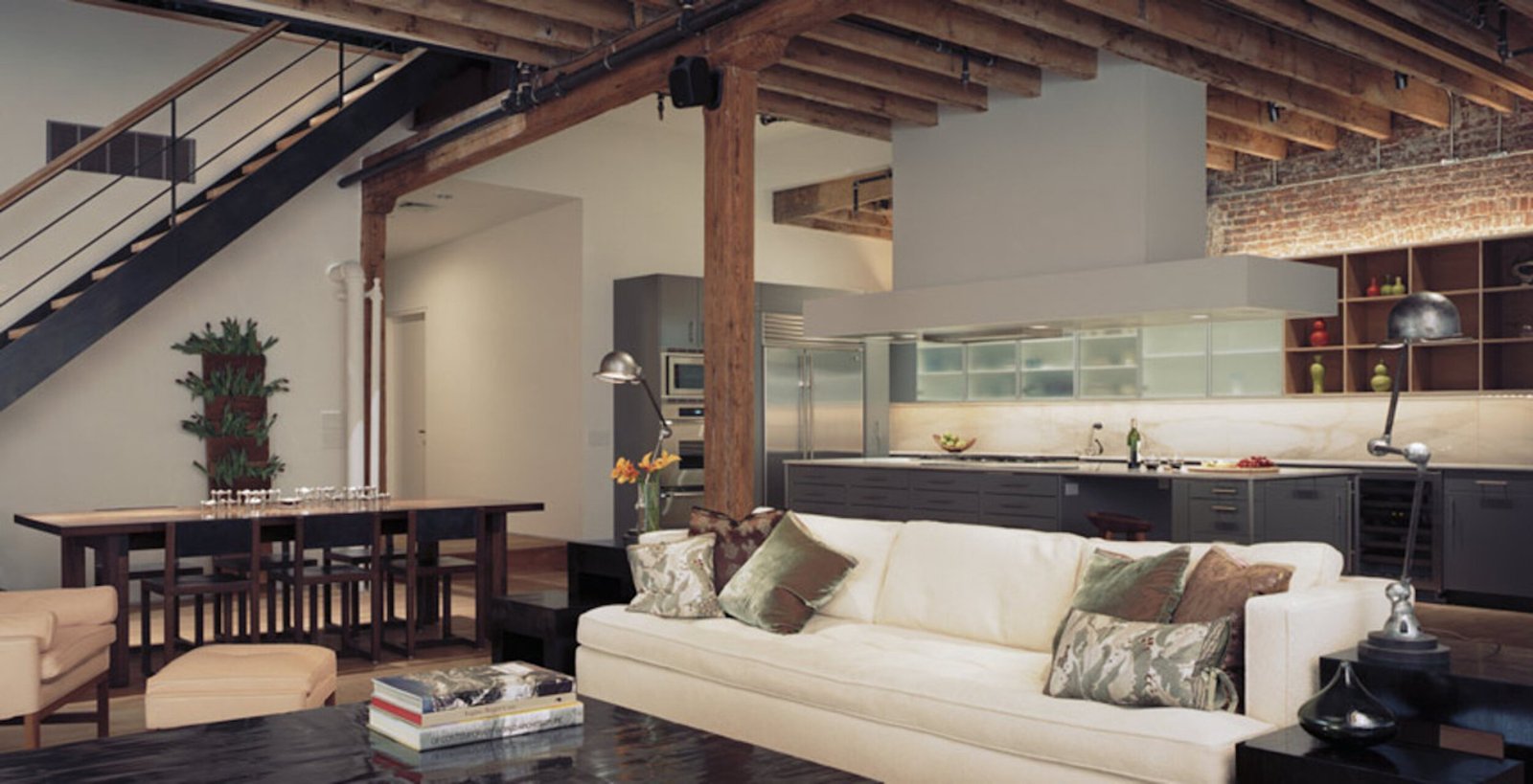 Living room in the Soho Loft project by CLW Design in New York, NY