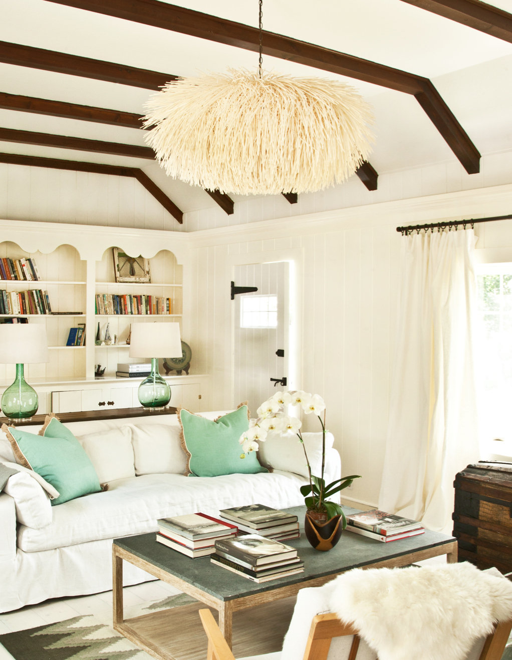Living room in the Shelter Island project by CLW Design in Shelter Island, NY